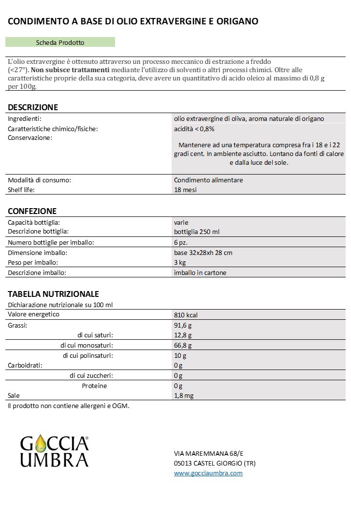 Olio Aromatizzato all'Origano