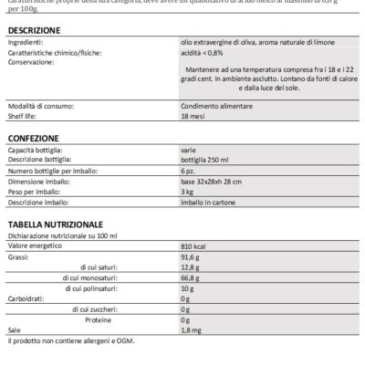Olio Aromatizzato al Limone