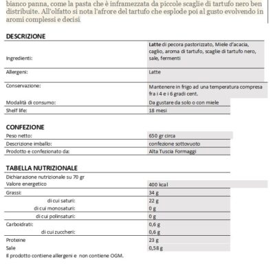 Pecorino con Miele d'Acacia e scaglie di Tartufo